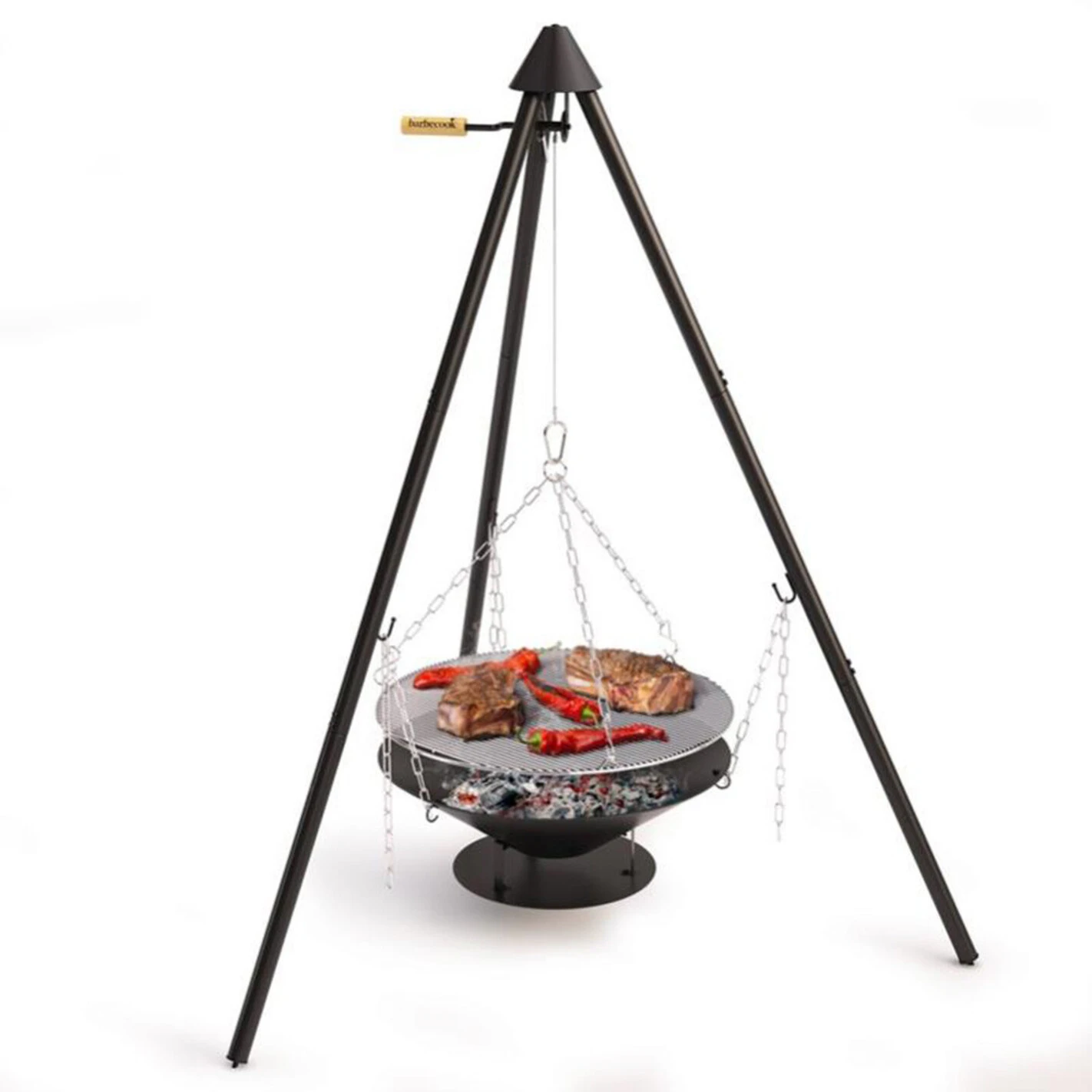 Brasero Junko ø60 Cm Fonte + Trépied + Grille Acier Chromé + Housse - Barbecook 5 Brasero Junko ø60 Cm Fonte + Trépied + Grille Acier Chromé + Housse - Barbecook – Image 3