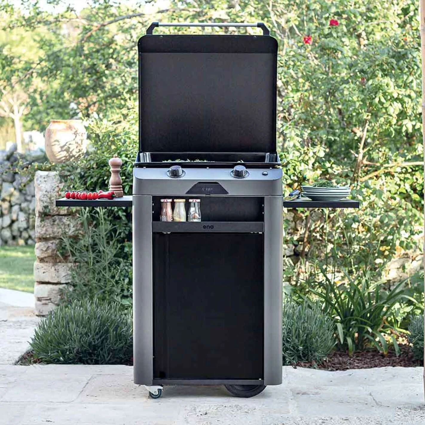 Combo Plancha Gaz Fusion 60 Gris Cargo 2 Brûleurs Avec Chariot - ENO 5 Combo Plancha Gaz Fusion 60 Gris Cargo 2 Brûleurs Avec Chariot - ENO – Image 3