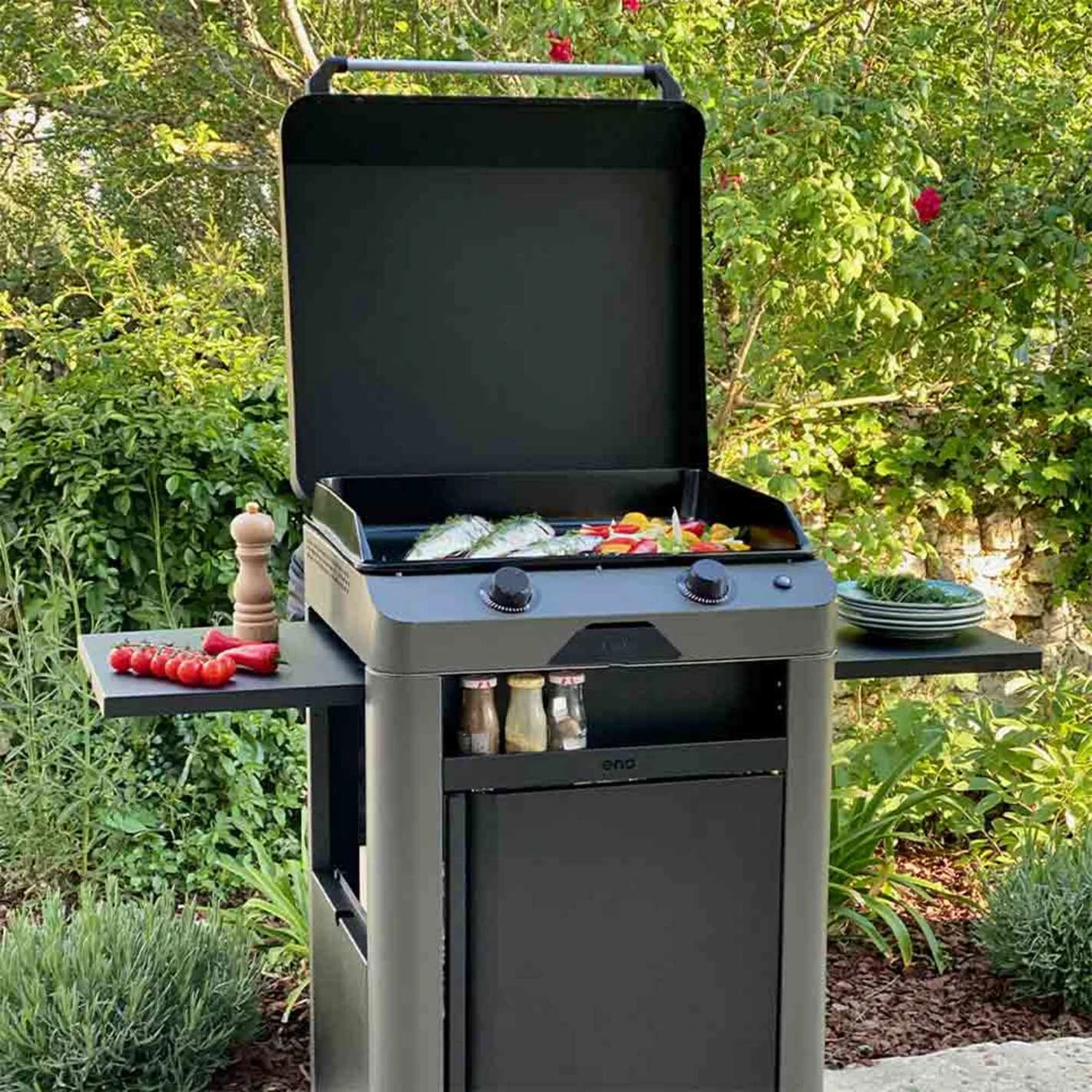 Combo Plancha Gaz Fusion 60 Gris Cargo 2 Brûleurs Avec Chariot - ENO 6 Combo Plancha Gaz Fusion 60 Gris Cargo 2 Brûleurs Avec Chariot - ENO – Image 4