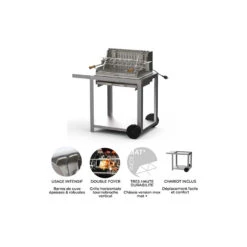 Barbecue Charbon Mendy Inox Marin + Chariot Inox + Tournebroche - Le Marquier 11 Barbecue Charbon Mendy Inox Marin + Chariot Inox + Tournebroche - Le Marquier -Weber Soldes Magasin mendy inox sur chariot le marquier 3339380167155 4