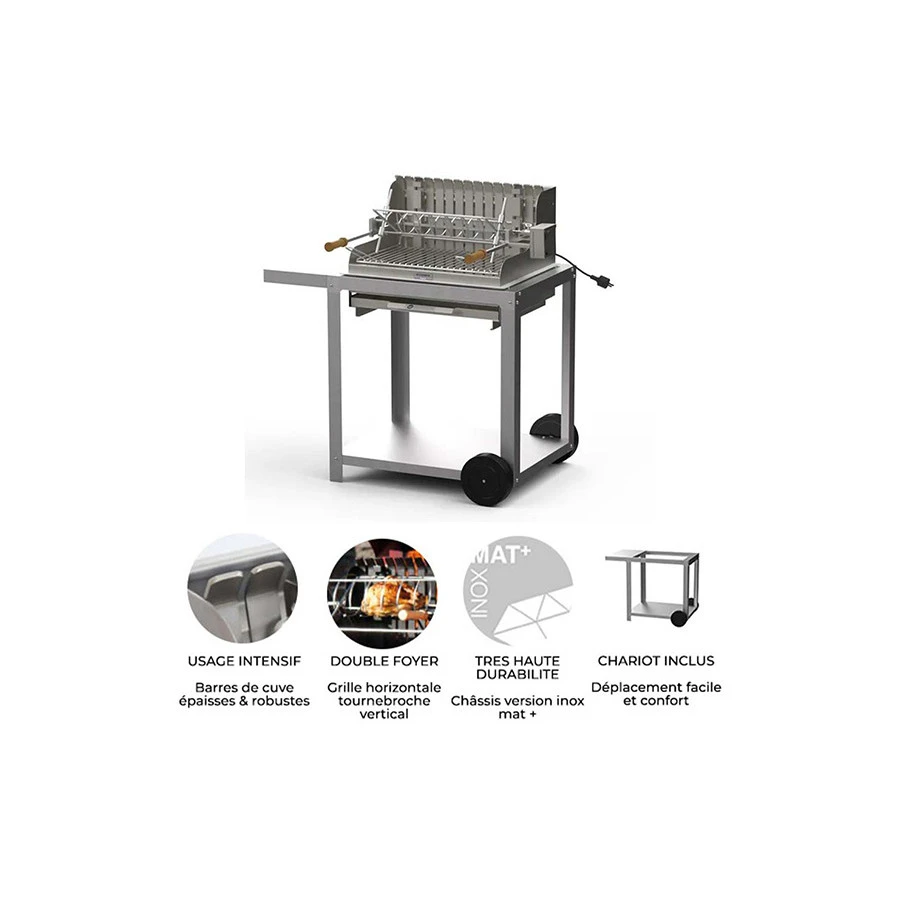 Barbecue Charbon Mendy Inox Marin + Chariot Inox + Tournebroche - Le Marquier 7 Barbecue Charbon Mendy Inox Marin + Chariot Inox + Tournebroche - Le Marquier – Image 5