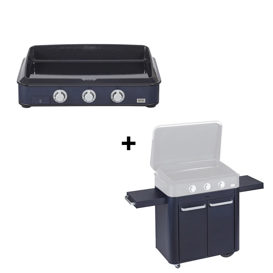 Pack Plancha Gaz Enosign 80 Bleu Navy + Chariot - ENO 3 Pack Plancha Gaz Enosign 80 Bleu Navy + Chariot - ENO