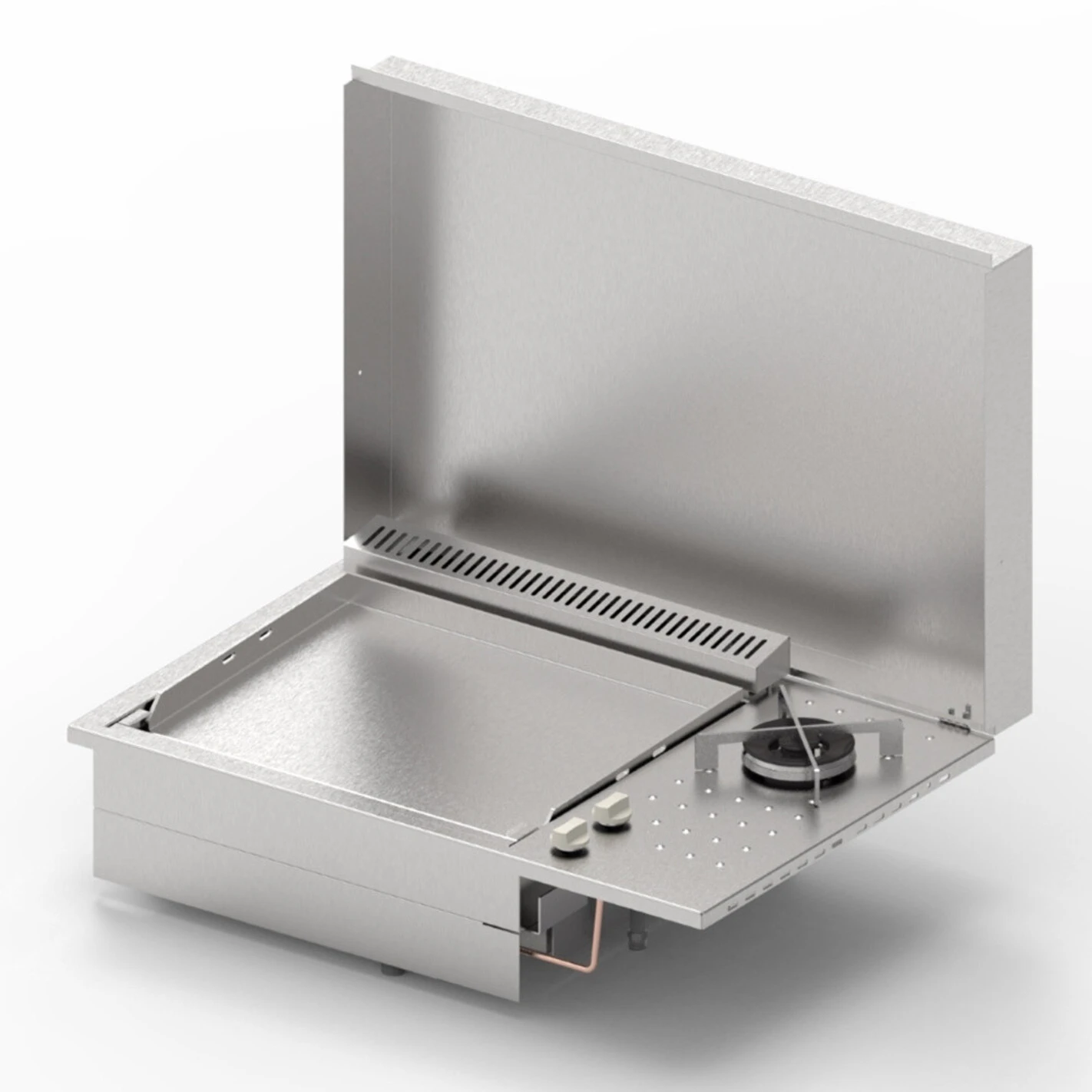 Plancha Inox Gaz Encastrable Oasi 55 Lisse Feu Dual - Planet 3 Plancha Inox Gaz Encastrable Oasi 55 Lisse Feu Dual - Planet